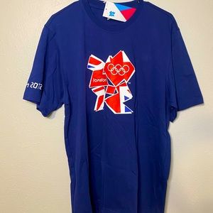 2012 London Olympics Mens Large Official Navy Blue Shirt NBC Athletic Sports NWT